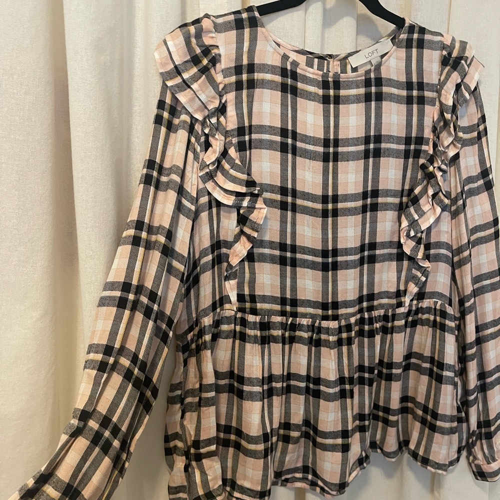 NWT Pink Plaid Blouse